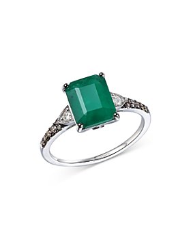 Bloomingdale's - Emerald & Champagne & Brown Diamond Ring in 14K White Gold - 100% Exclusive
