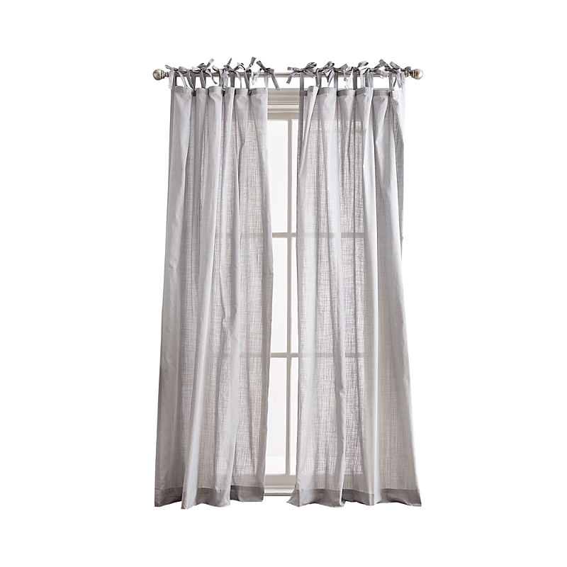 Peri Home Cotton Sheer 108 X 50 Tie Tab Window Panel, Pair In Silver