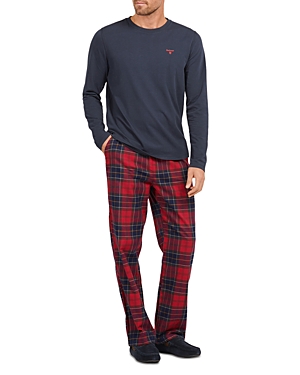Barbour Doug Cotton Blend Solid Pajama Tee & Tartan Pajama Pants Set