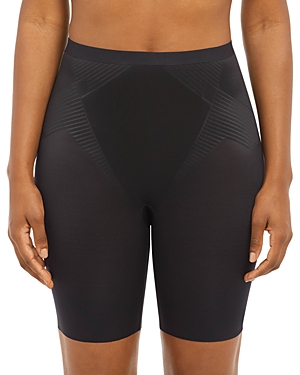 Shop Spanx Thinstincts 2.0 Mid Thigh Shorts In Very Black