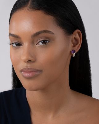 18K Yellow Gold & Sterling Silver Glacier Amethyst Caviar Beaded Half Hoop Earrings