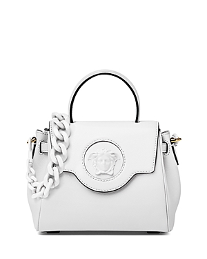 Shop Versace La Medusa Top Handle Bag In Optical White