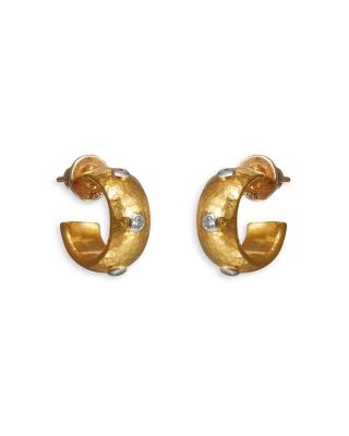 Gurhan 24K Yellow Gold Hoopla Diamond Huggie Hoop Earrings