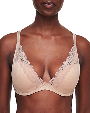 Passionata By Chantelle Brooklyn Plunge Lace T-shirt Bra In Cappuccino