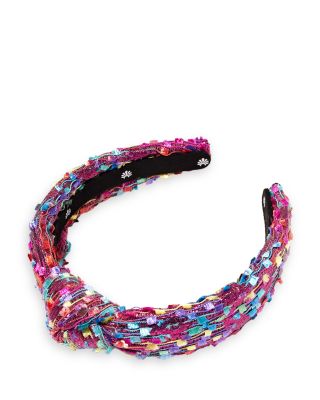 Lele Sadoughi Shimmer confetti knotted headband Lele Sadoughi Shimmer Confetti Knotted Headband in Magenta  main image 2