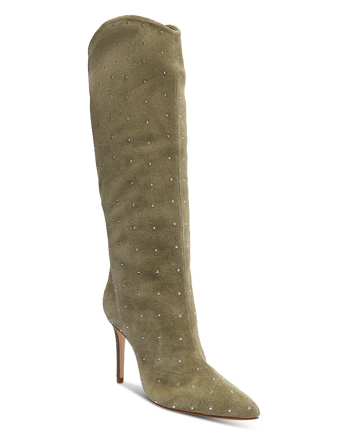 SCHUTZ Women s Maryana Pointed Toe Studded High Heel Tall Boots