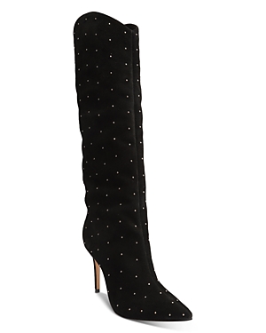 Schutz Women's Maryana Pointed Toe Studded High Heel Tall Boots
