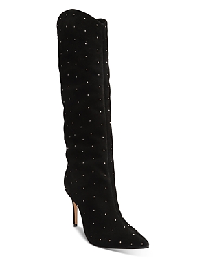 SCHUTZ WOMEN'S MARYANA POINTED TOE STUDDED HIGH HEEL TALL BOOTS S0172304920001