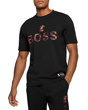 HUGO BOSS X NBA MIAMI HEAT T BASKET COTTON STRETCH GRAPHIC TEE,5046196200800