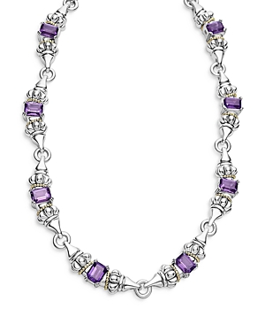 LAGOS 18K YELLOW GOLD & STERLING SILVER GLACIER AMETHYST COLLAR NECKLACE, 16,04-80139-A16