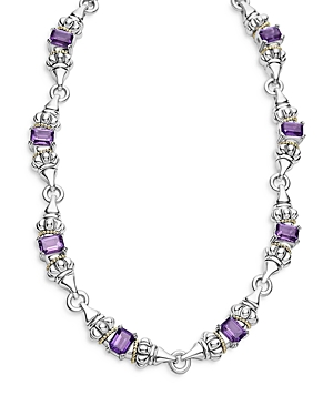 Lagos 18k Yellow Gold & Sterling Silver Glacier Blue Topaz Collar Necklace, 16 In Silver/purple