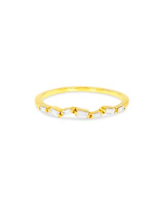 18K Yellow Gold Diamond Baguette Skinny Band