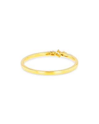 18K Yellow Gold Fireworks Diamond Baguette & Round-Cut Narrow Band