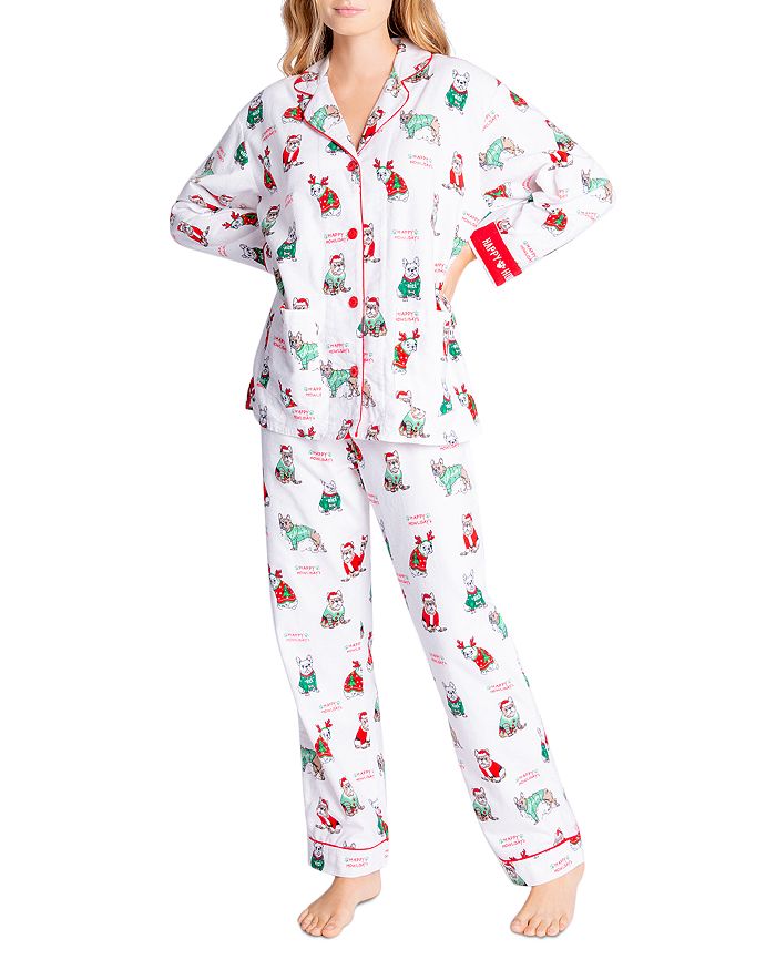 Pj Salvage Cotton Printed Flannel Pajamas & Headband Set In Ivory