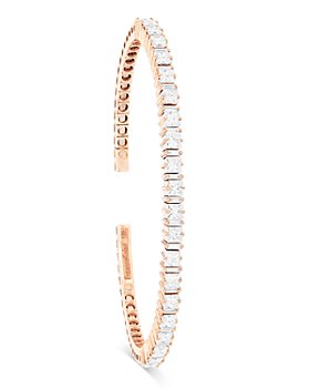 SUZANNE KALAN - 18K Rose Gold Diamond Princess Cut & Baguette Bangle Bracelet
