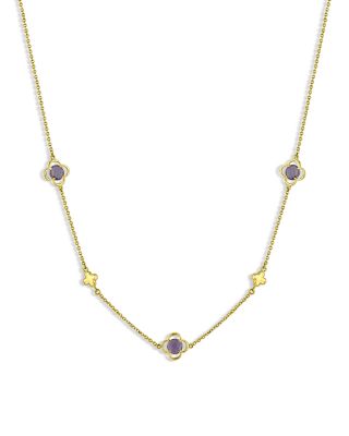 Bloomingdale's Fine Collection Amethyst Clover Statement Necklace in 14K Yellow Gold, 16-18 - Exclusive
