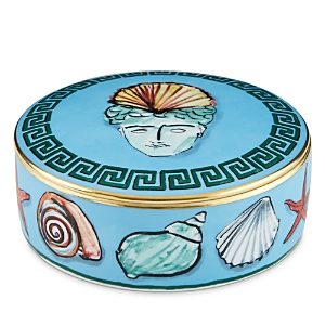 Ginori 1735 Neptune's Voyage Round Box With Cover In Blue