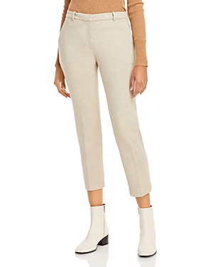 Theory Wide Cropped Cotton Blend Jeans In Oatmeal/charcoal Melange