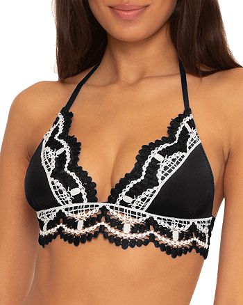 HUGO - Triangle bra with all-over print and lace trims
