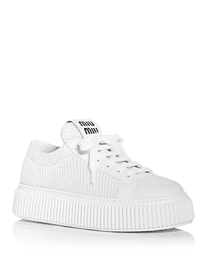 MIU MIU WOMEN'S MESH PLATFORM LOW TOP SNEAKERS