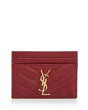 Saint Laurent Monogram Quilted Leather Card Case In Red