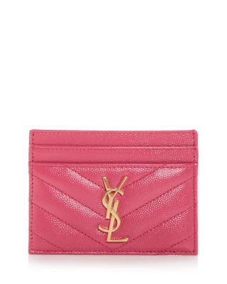 Saint Laurent Cassandre Matelasse Card Case in Lambskin