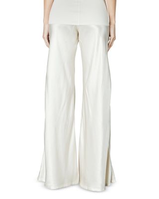 black satin stretch pants