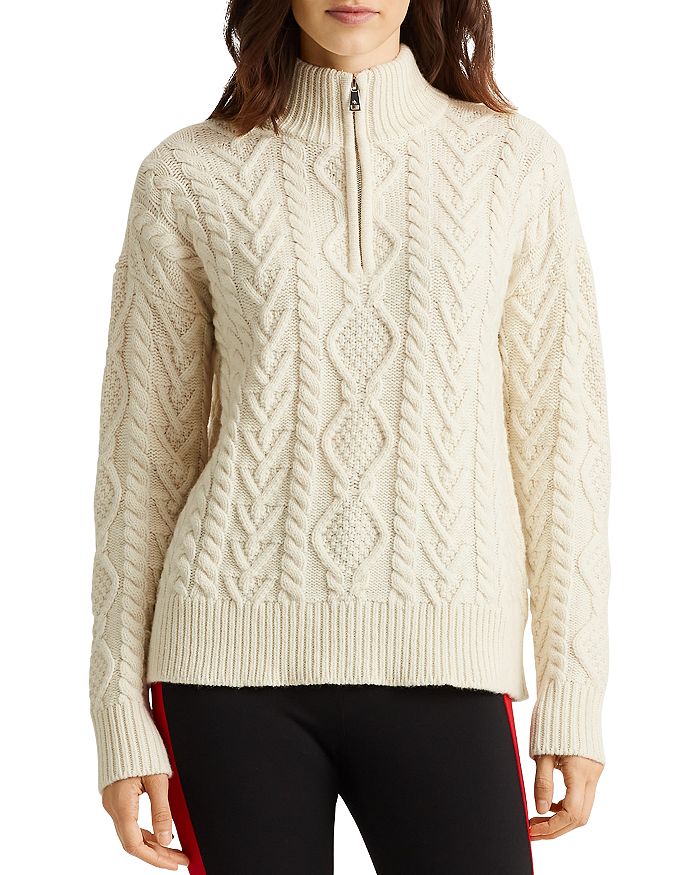 Ralph Lauren Cable Knit Quarter Zip Sweater | Bloomingdale's