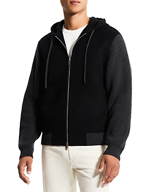 Theory Haskel Wool & Cashmere Zip Hoodie In Black