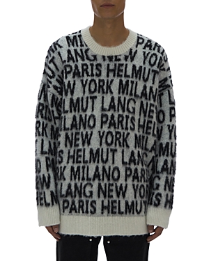 Helmut Lang Logo-intarsia Round-neck Wool And Alpaca-blend Jumper In Ivory
