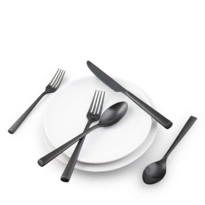 Gilda Black Satin 20-Piece Flatware Set, Service for 4