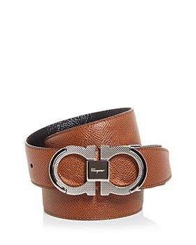 Ferragamo - Men's Double Gancini Buckle Reversible Leather Belt