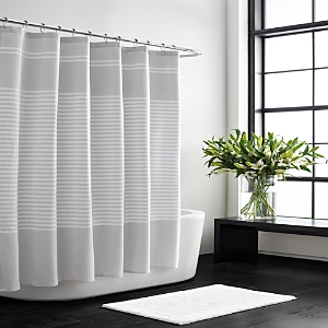 Vera Wang Seersucker Stripe Blue Shower Curtain Vera Wang Seersucker Stripe Blue Shower Curtain