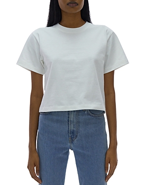 Helmut Lang Debossed Logo Crop Cotton T-shirt In White