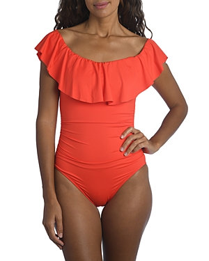 LA BLANCA ISLAND GODDESS OFF-THE-SHOULDER ONE PIECE SWIMSUIT,LB0IG11