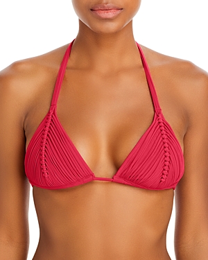 Pq Swim Pleated Triangle-cup Bikini Top In Avalon