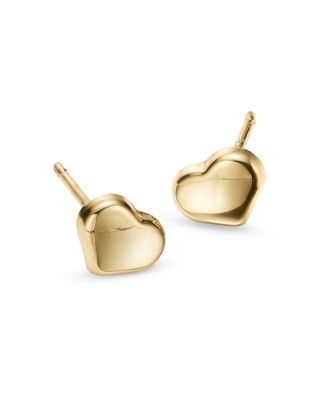 18K Yellow Gold Heart Earrings