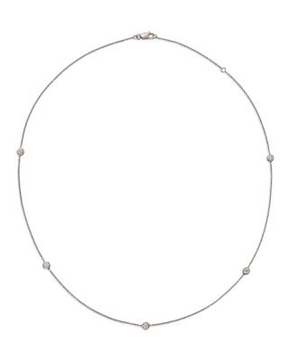 Diamond Station Necklace in 14K White Gold, .50 tcw&nbsp;- Exclusive