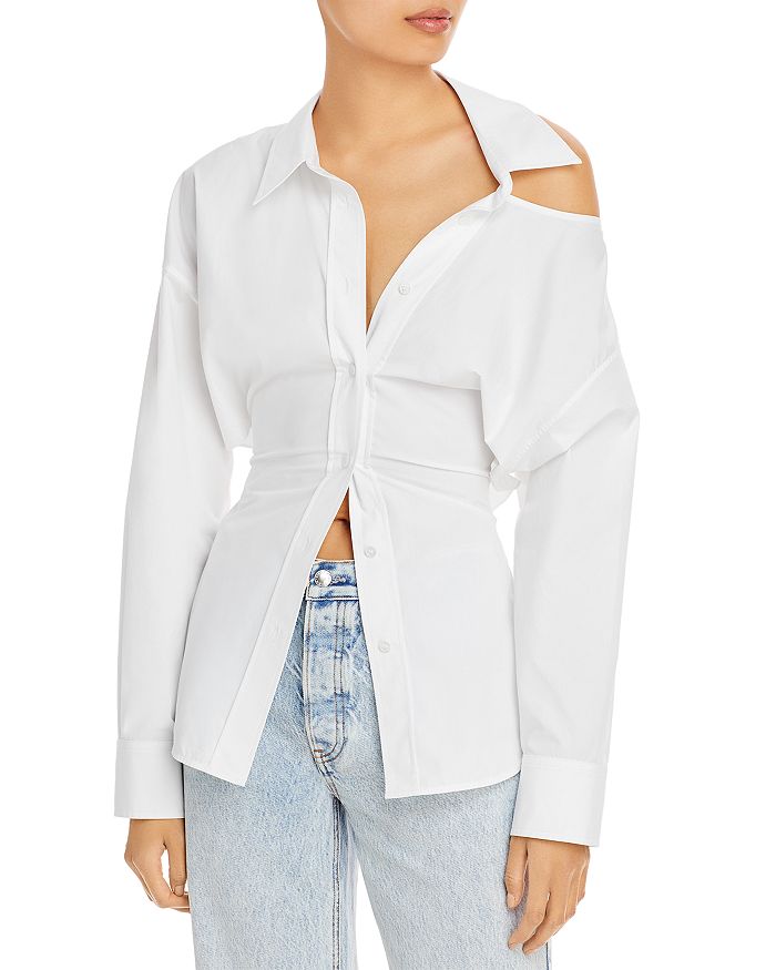 Chanel Patch Pocket Button Up Shirt White Cotton Poplin
