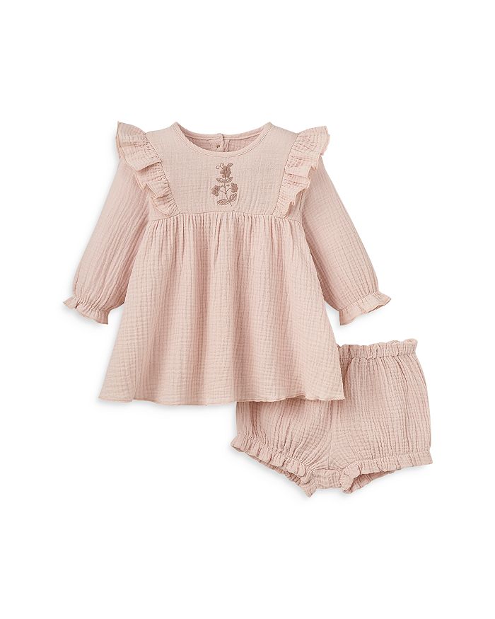 Elegant Baby Girls Muslin Long Sleeve Dress Bloomers Set Baby