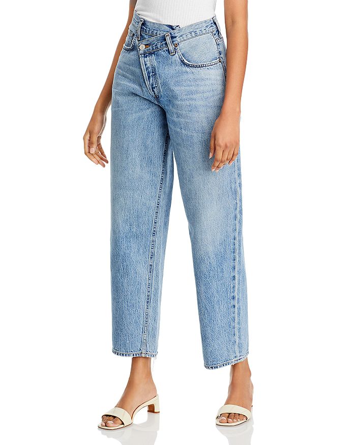 AGOLDE Criss Cross High Rise Straight Jeans in Eternal | Bloomingdale's