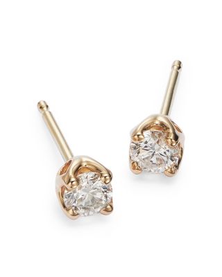 Diamond Round Tulip Stud Earrings in 14K Yellow Gold, 0.33 tcw 
