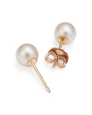 Akoya Cultured Pearl Stud Earrings in 14K Yellow Gold 