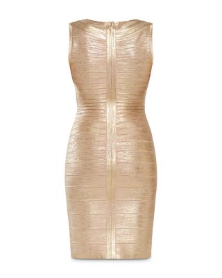 Hervé Léger Metallic Scoop Neck Bandage Dress | Bloomingdale's