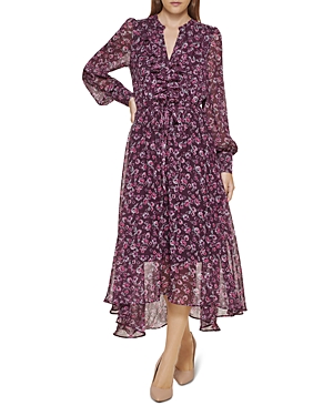 Karl Lagerfeld Paris Floral Print Chiffon Midi Dress