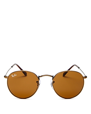 Ray Ban Ray-ban Unisex Round Sunglasses, 47mm In Antique Gold/brown