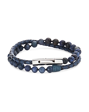 Shop Jonas Studio Dakota Mixed Semi Precious Beaded & Leather Bracelet In Blue