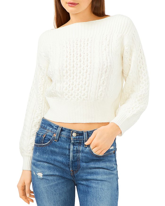 1.STATE Boat Neck Cable Knit Sweater Bloomingdale's
