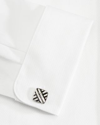 Diagonal Cross Silver-Tone Cufflinks