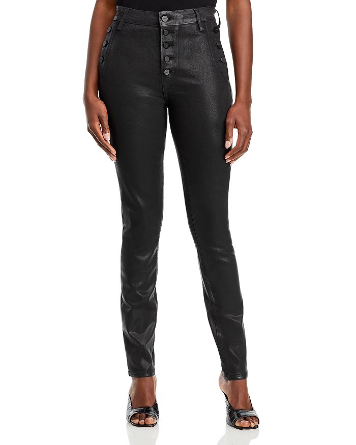 Buy DEVIS Black Womens 4 Pocket Coated Jeggings